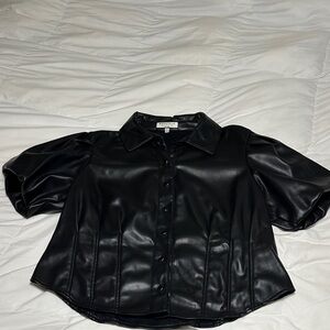 Bagatelle Black Faux Leather Shirt